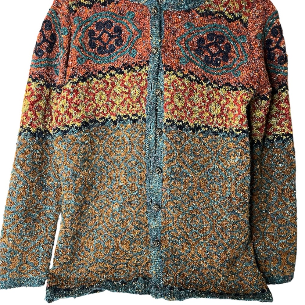 Bohemian Knit Cardigan with Earthy Tones